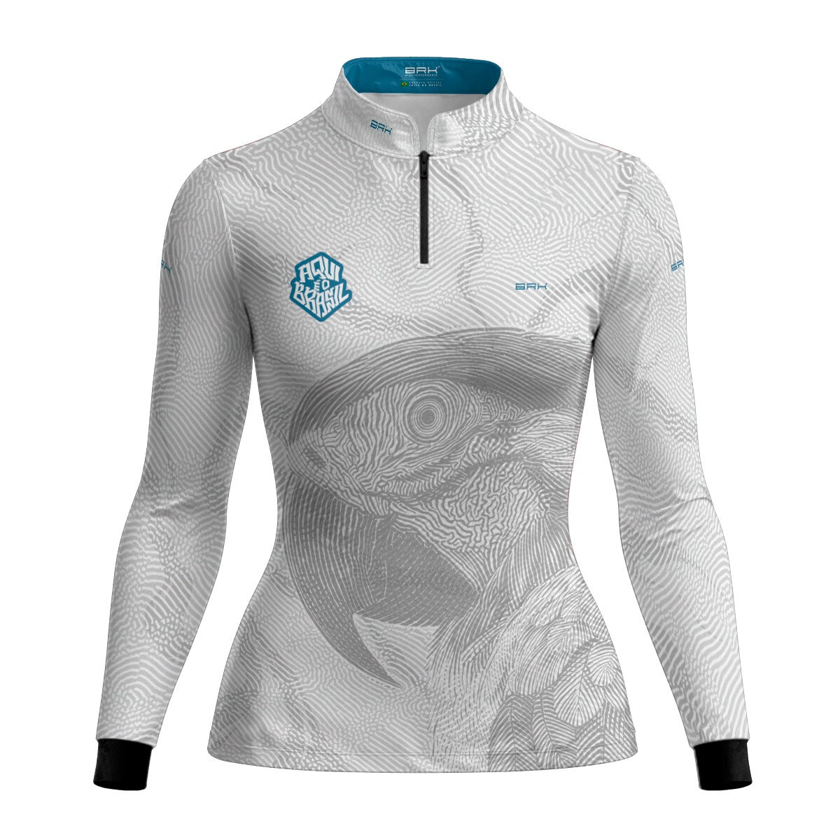Camisa Brk Feminina Aqui é o Brasil Arara Sombreada Branca com Proteção Solar UV50+ - Brk Agro