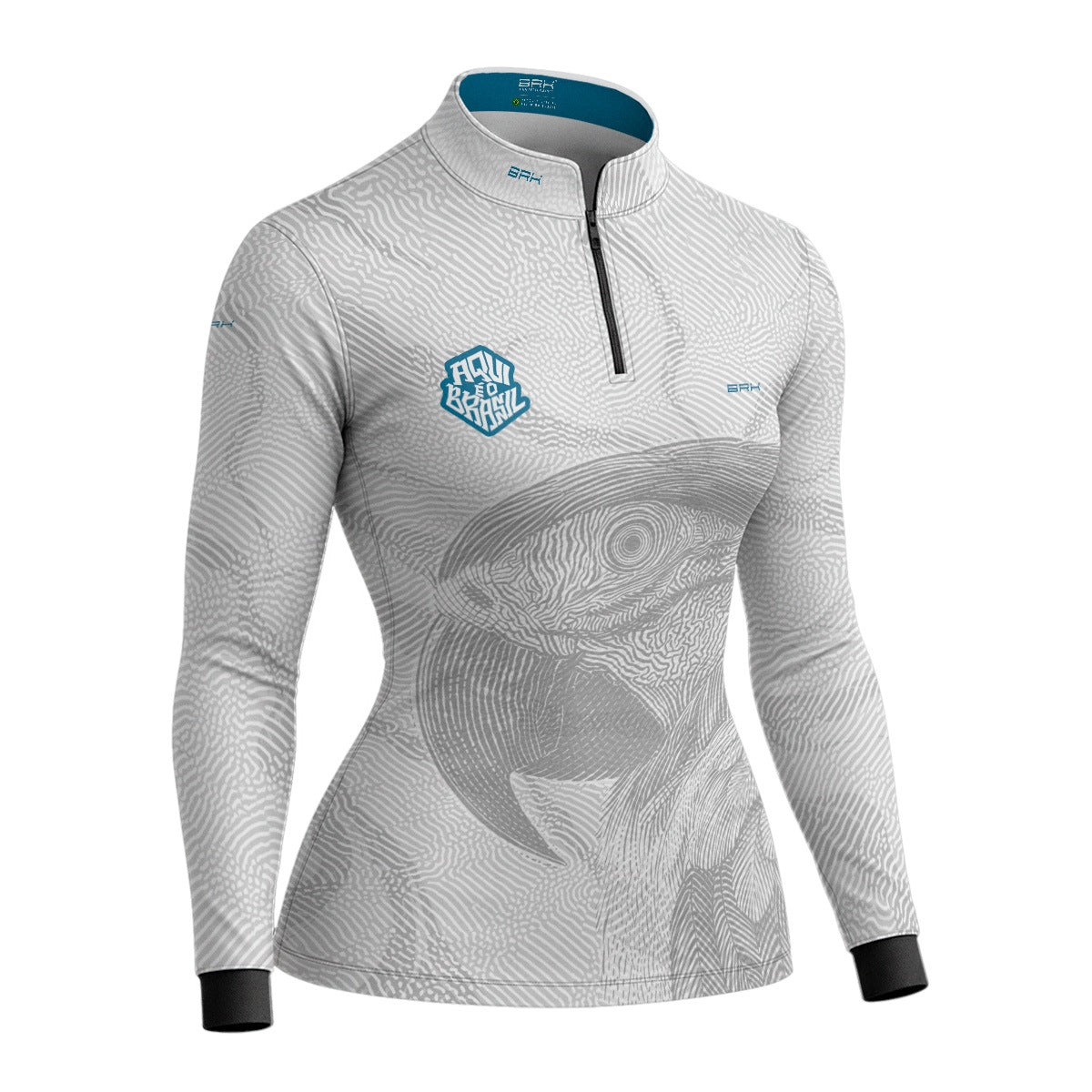 Camisa Brk Feminina Aqui é o Brasil Arara Sombreada Branca com Proteção Solar UV50+ - Brk Agro