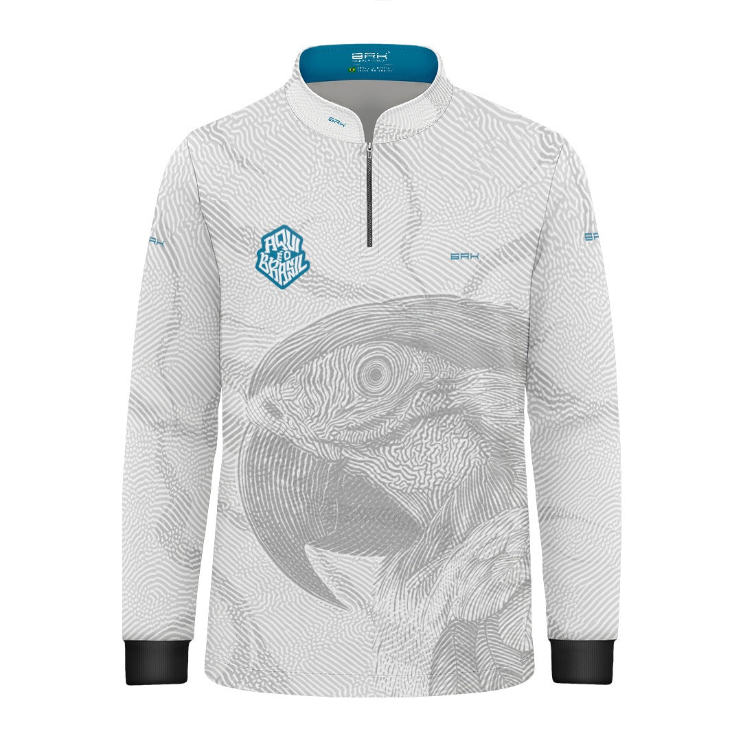 Camisa Brk Infantil Aqui é o Brasil Arara Sombreada Branca com Proteção Solar UV50+ - Brk Agro