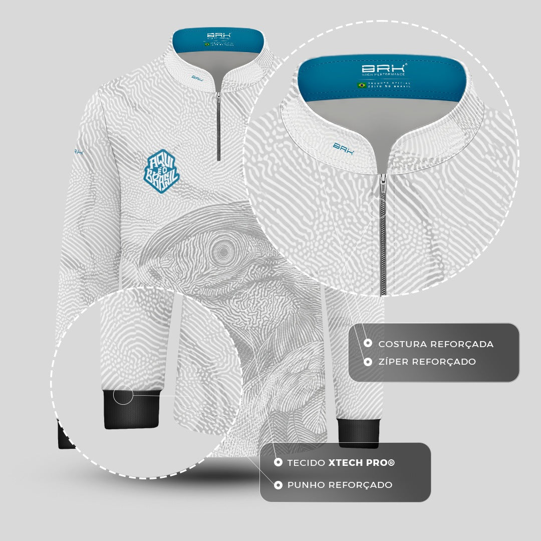 Camisa Brk Infantil Aqui é o Brasil Arara Sombreada Branca com Proteção Solar UV50+ - Brk Agro
