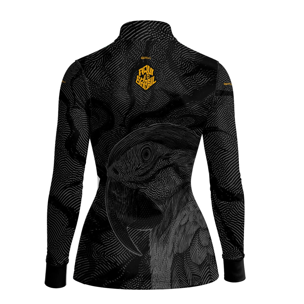 Camisa Brk Feminina Aqui é o Brasil Arara Sombreada Preta com Proteção Solar UV50+ - Brk Agro