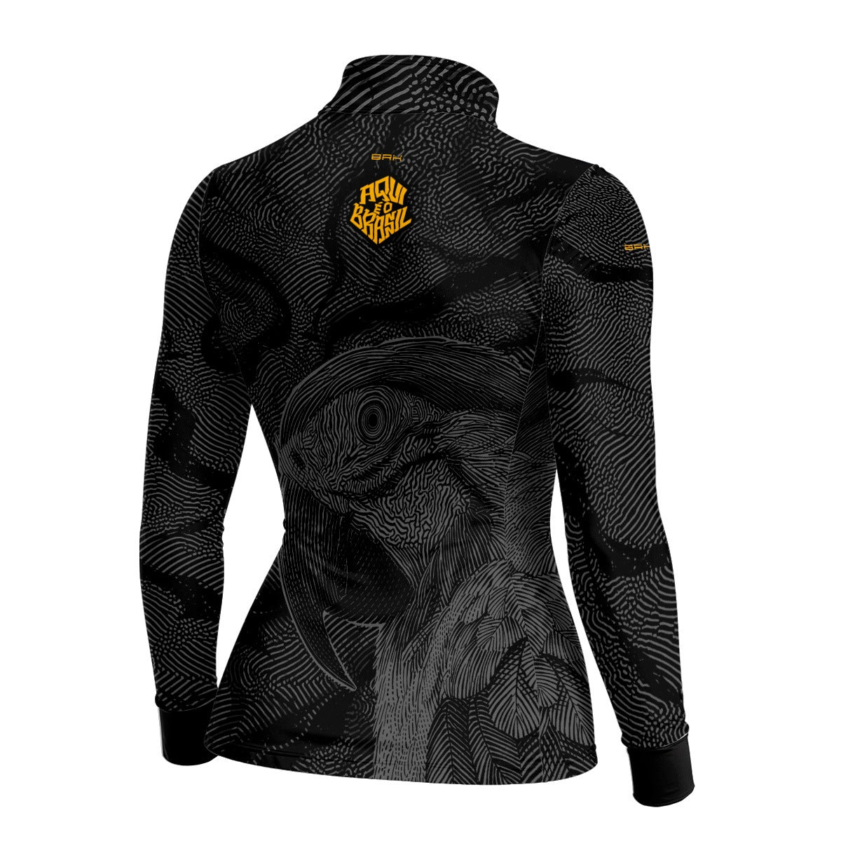 Camisa Brk Feminina Aqui é o Brasil Arara Sombreada Preta com Proteção Solar UV50+ - Brk Agro