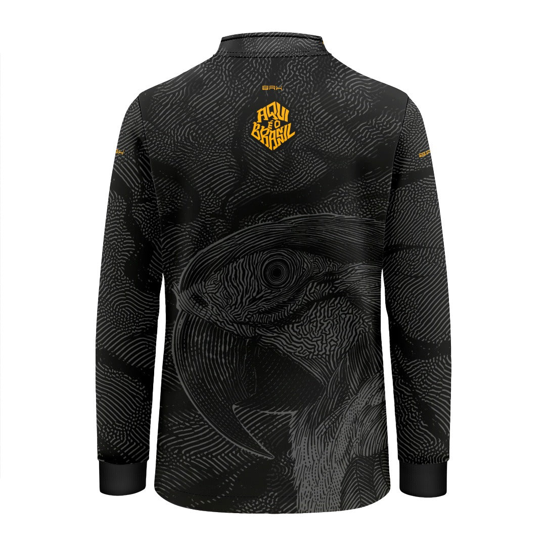 Camisa Brk Infantil Aqui é o Brasil Arara Sombreada Preta com Proteção Solar UV50+ - Brk Agro