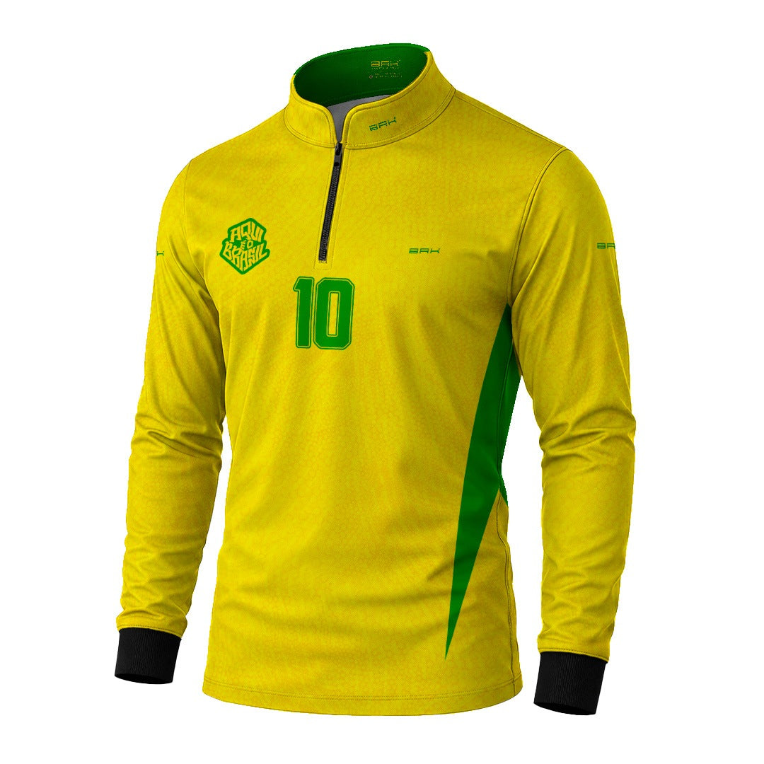Camisa Brk Aqui é o Brasil Clássica 10 Amarela com Proteção Solar UV50+ - Brk Agro