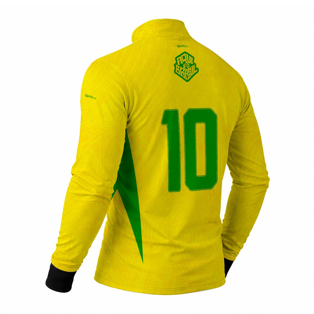 Camisa Brk Aqui é o Brasil Clássica 10 Amarela com Proteção Solar UV50+ - Brk Agro