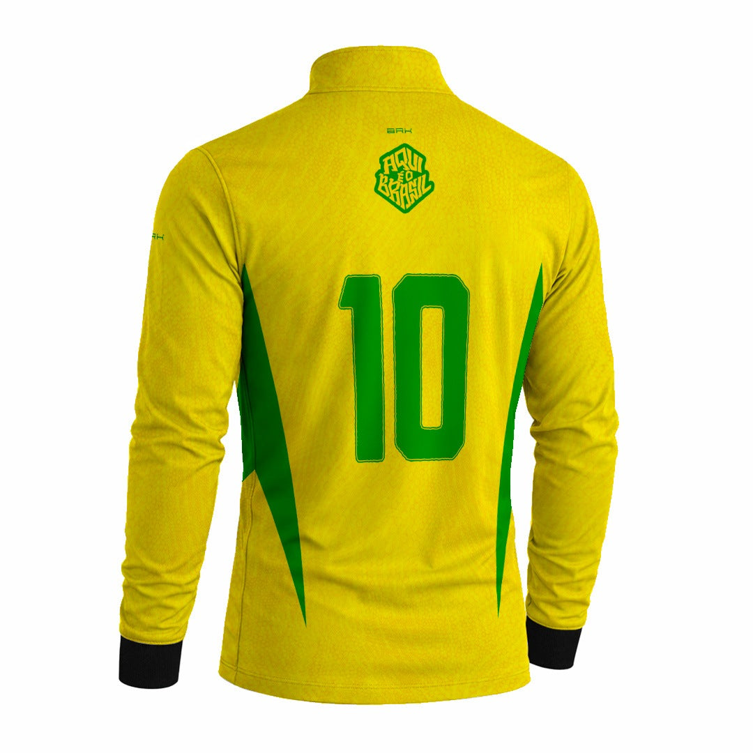 Camisa Brk Aqui é o Brasil Clássica 10 Amarela com Proteção Solar UV50+ - Brk Agro