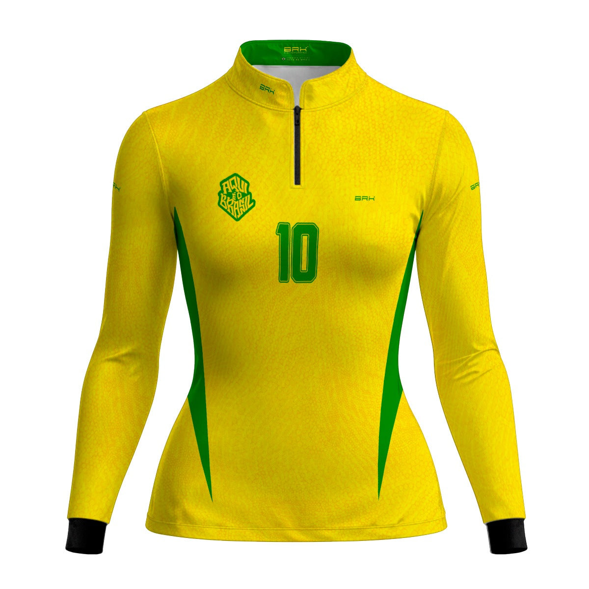 Camisa Brk Feminina Aqui é o Brasil Clássica 10 Amarela com Proteção Solar UV50+ - Brk Agro