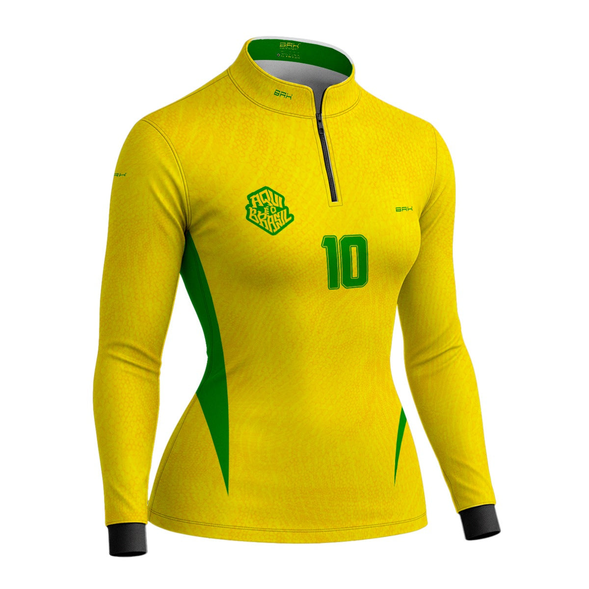 Camisa Brk Feminina Aqui é o Brasil Clássica 10 Amarela com Proteção Solar UV50+ - Brk Agro