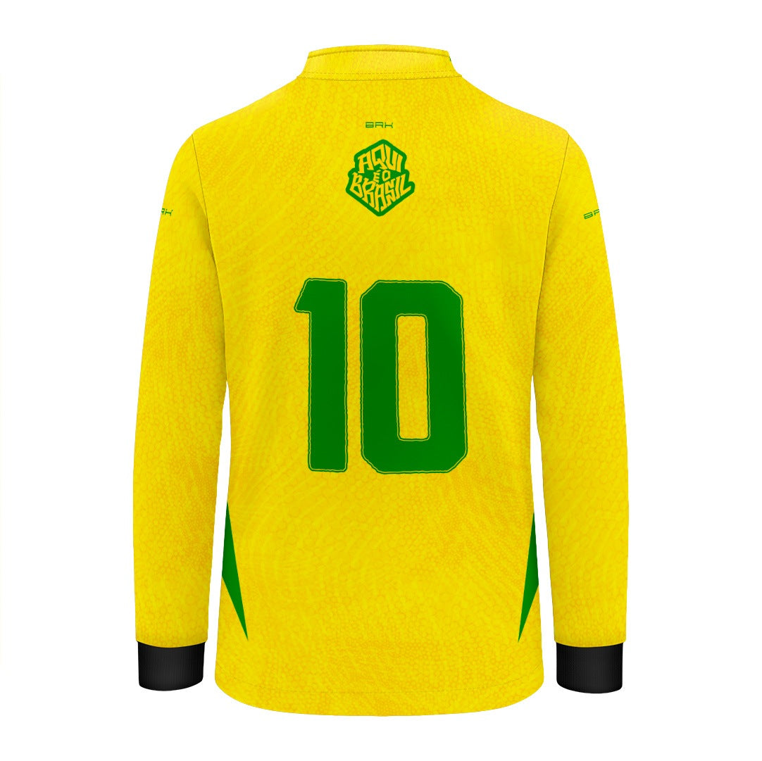 Camisa Brk Infantil Aqui é o Brasil Clássica 10 Amarela com Proteção Solar UV50+ - Brk Agro