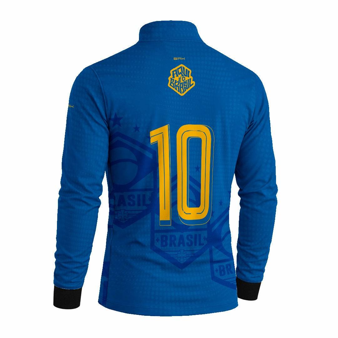 Camisa Brk Aqui é o Brasil Escudo 10 Azul Royal com Proteção Solar UV50+ - Brk Agro