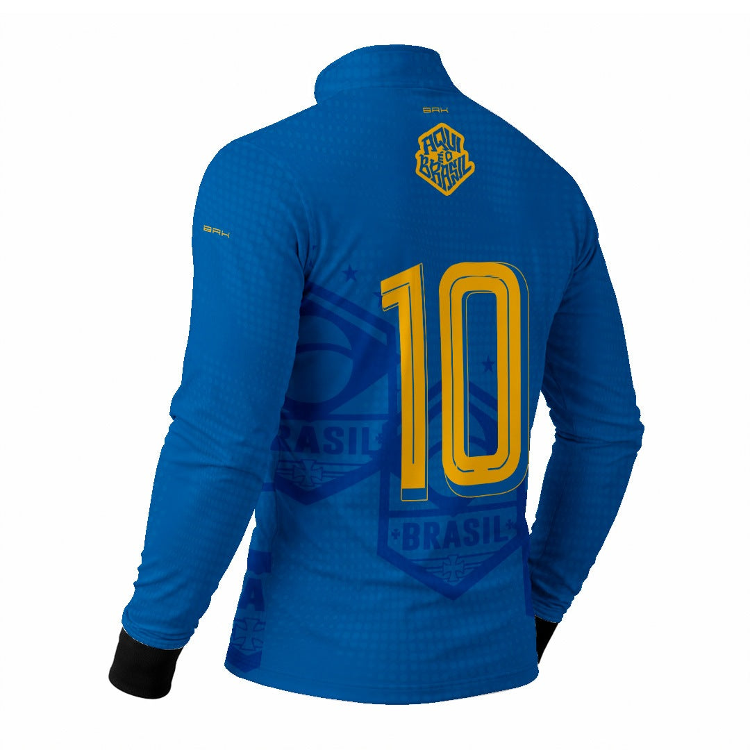 Camisa Brk Aqui é o Brasil Escudo 10 Azul Royal com Proteção Solar UV50+ - Brk Agro