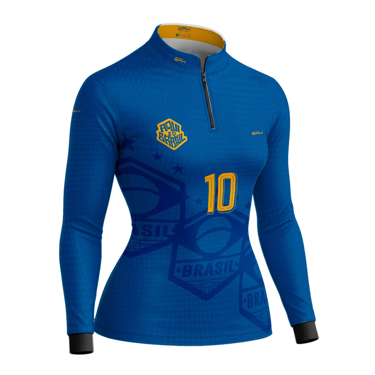 Camisa Brk Feminina Aqui é o Brasil Escudo 10 Azul Royal com Proteção Solar UV50+ - Brk Agro