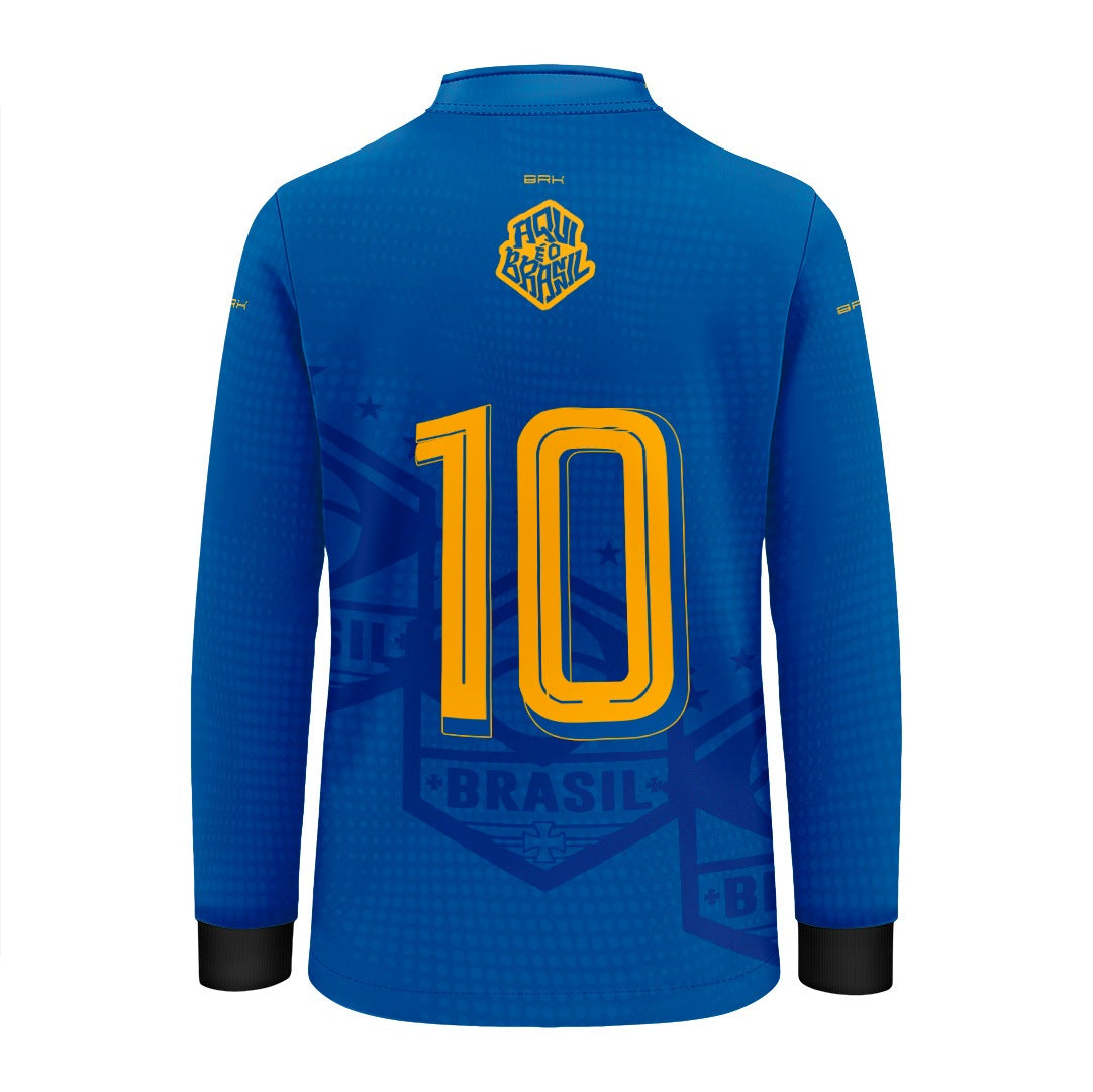 Camisa Brk Infantil Aqui é o Brasil Escudo 10 Azul Royal com Proteção Solar UV50+ - Brk Agro