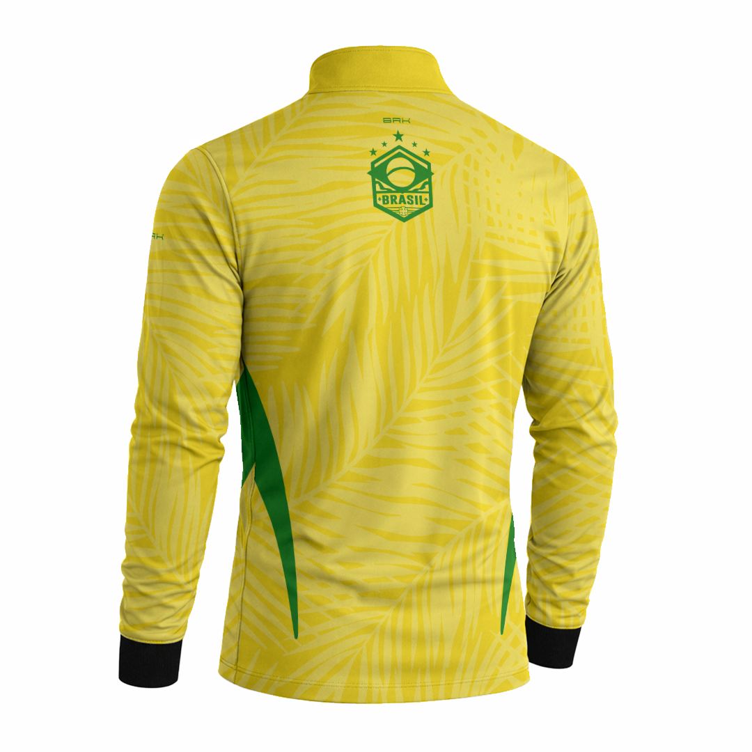 Camisa Brk Aqui é o Brasil Tropical Amarela com Proteção Solar UV50+ - Brk Agro