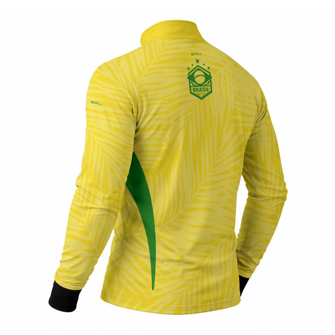 Camisa Brk Aqui é o Brasil Tropical Amarela com Proteção Solar UV50+ - Brk Agro