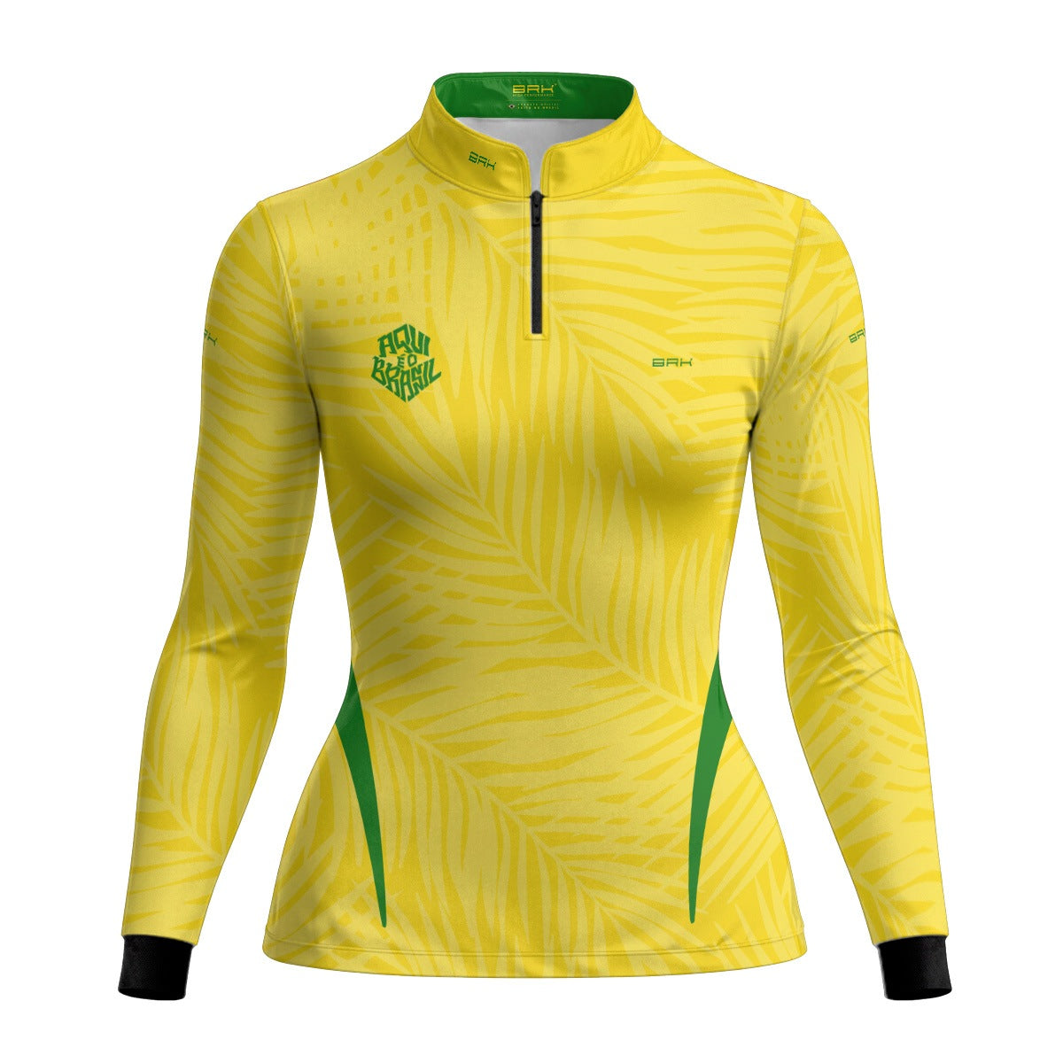 Camisa Brk Feminina Aqui é o Brasil Tropical Amarela com Proteção Solar UV50+ - Brk Agro
