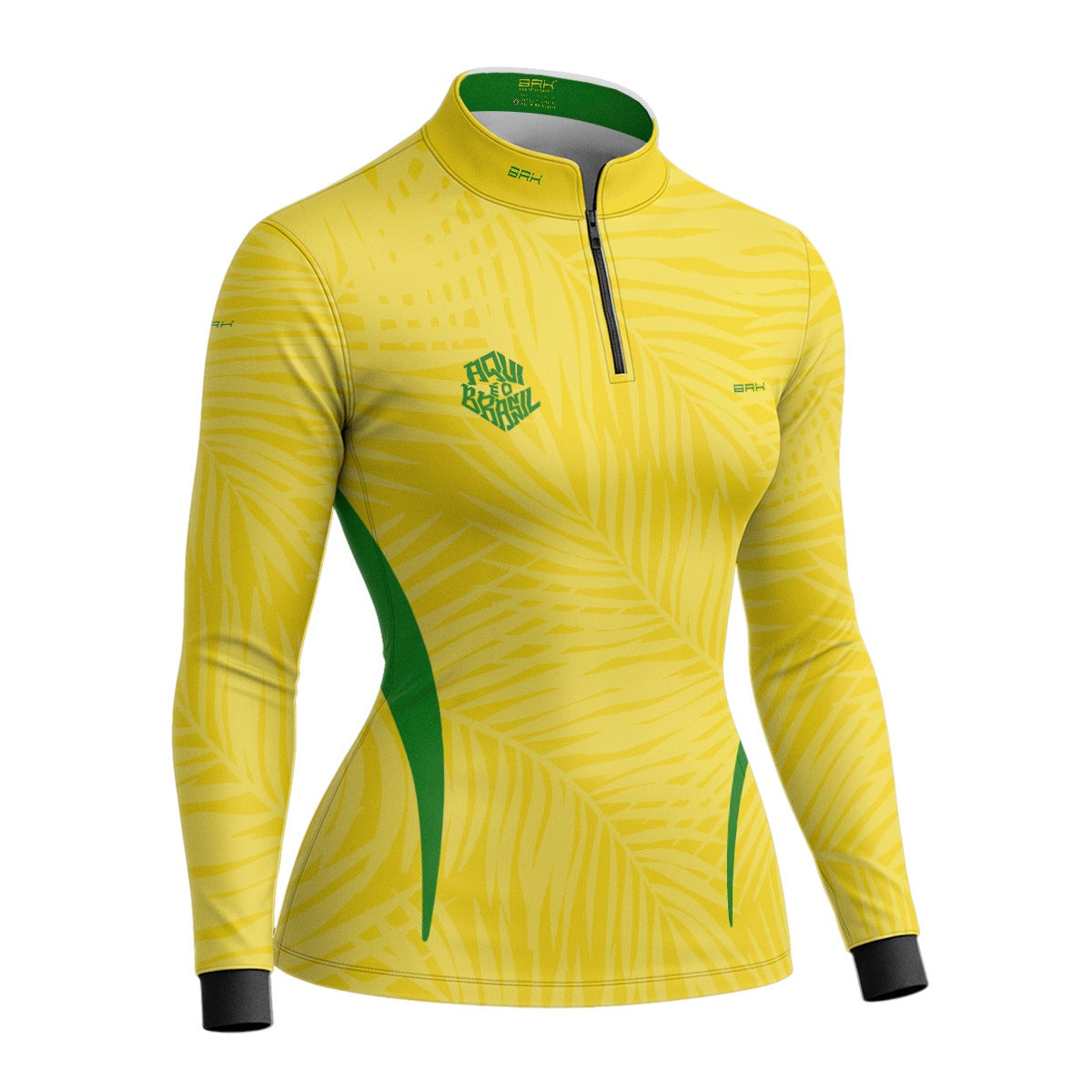Camisa Brk Feminina Aqui é o Brasil Tropical Amarela com Proteção Solar UV50+ - Brk Agro