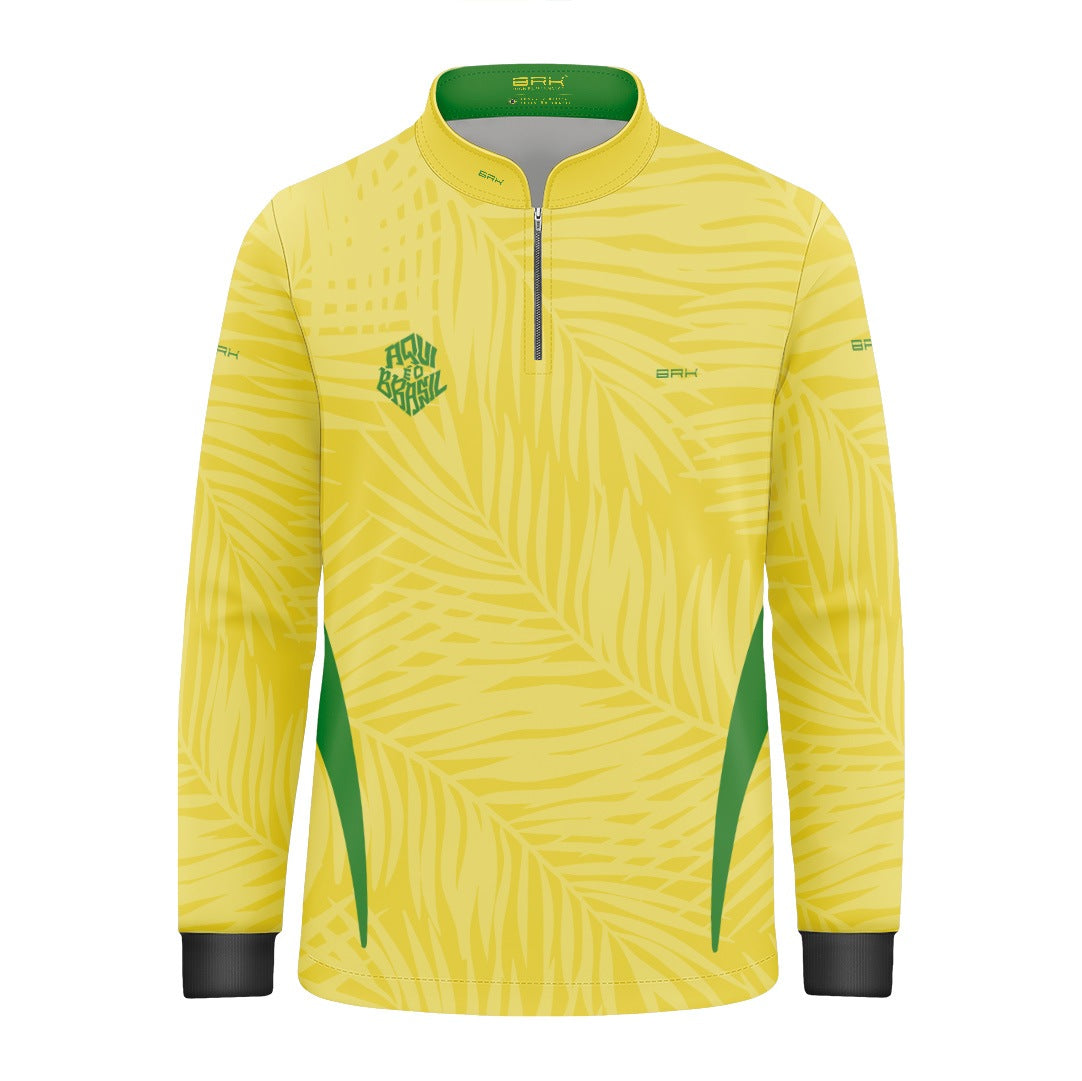 Camisa Brk Infantil Aqui é o Brasil Tropical Amarela com Proteção Solar UV50+ - Brk Agro