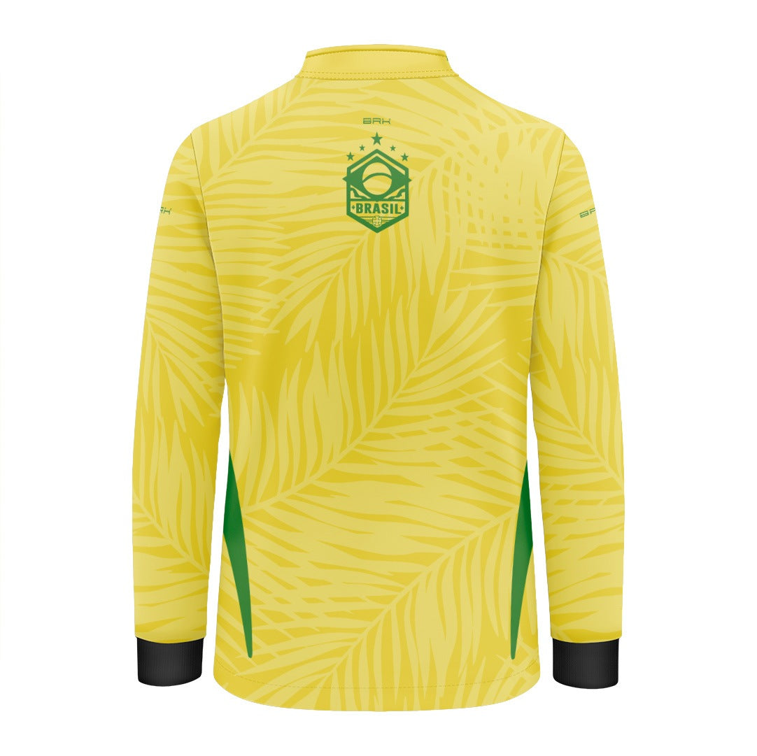 Camisa Brk Infantil Aqui é o Brasil Tropical Amarela com Proteção Solar UV50+ - Brk Agro