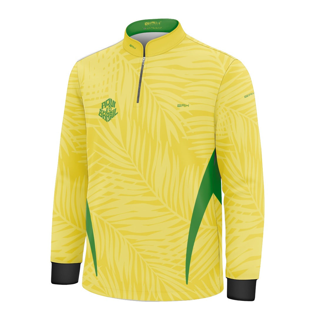 Camisa Brk Infantil Aqui é o Brasil Tropical Amarela com Proteção Solar UV50+ - Brk Agro