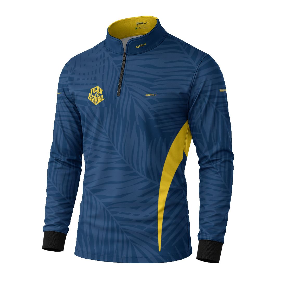 Camisa Brk Aqui é o Brasil Tropical Azul Marinho com Proteção Solar UV50+ - Brk Agro
