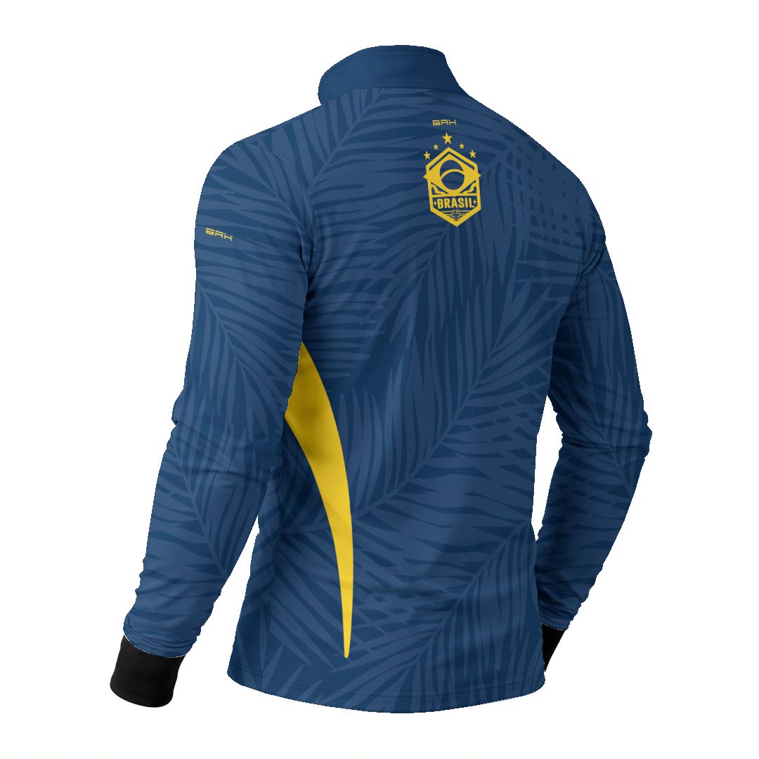 Camisa Brk Aqui é o Brasil Tropical Azul Marinho com Proteção Solar UV50+ - Brk Agro