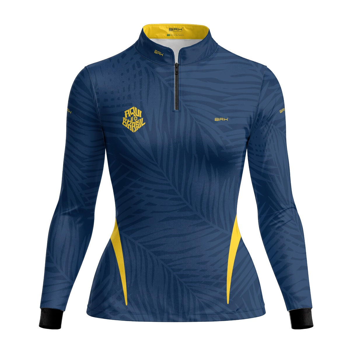 Camisa Brk Feminina Aqui é o Brasil Tropical Azul Marinho com Proteção Solar UV50+ - Brk Agro