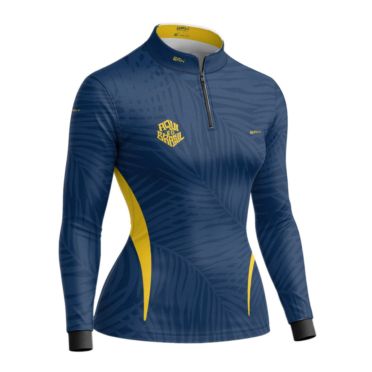Camisa Brk Feminina Aqui é o Brasil Tropical Azul Marinho com Proteção Solar UV50+ - Brk Agro