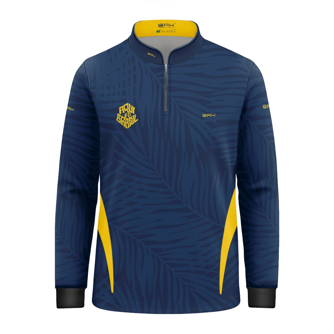 Camisa Brk Infantil Aqui é o Brasil Tropical Azul Marinho com Proteção Solar UV50+ - Brk Agro