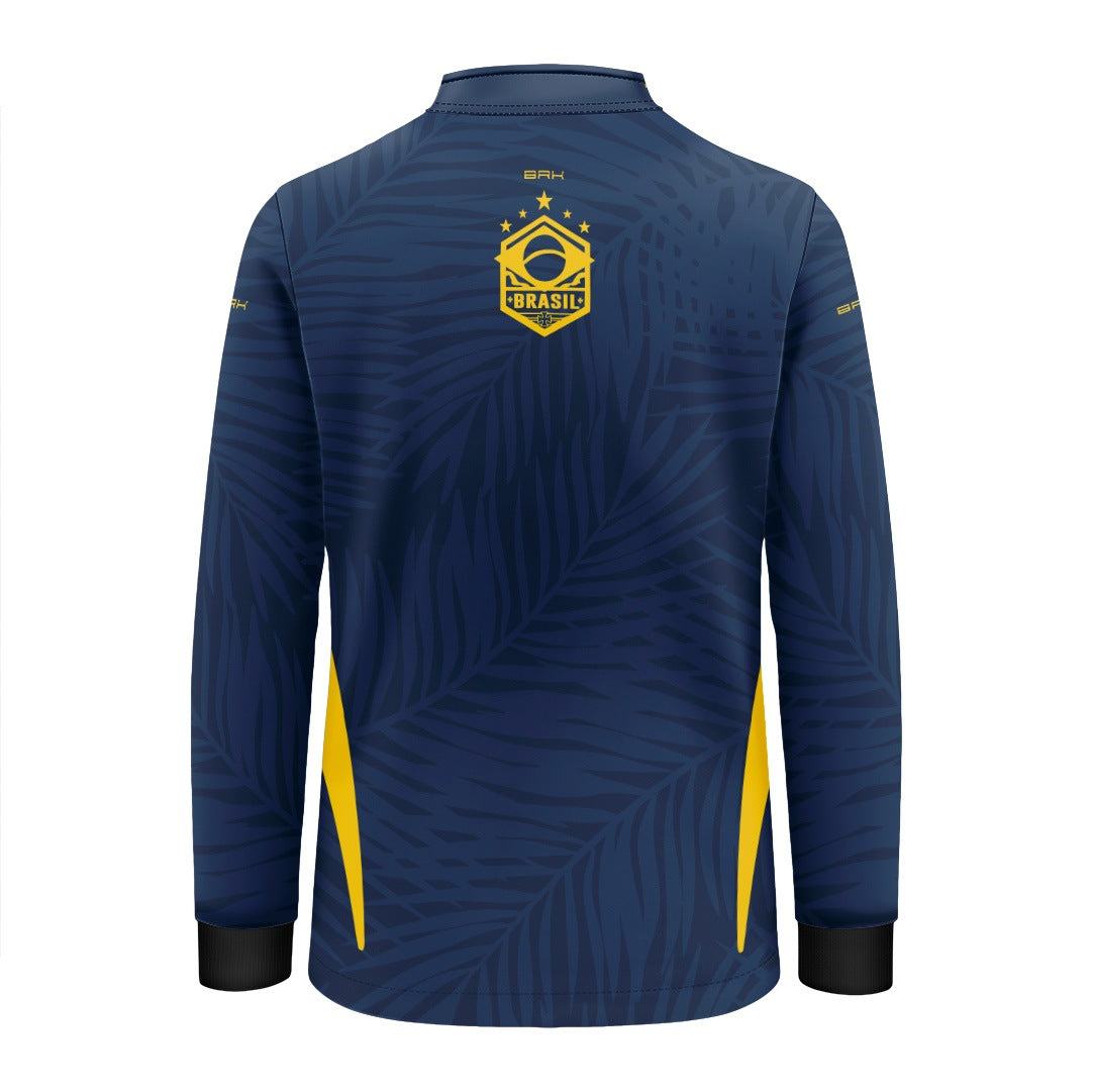 Camisa Brk Infantil Aqui é o Brasil Tropical Azul Marinho com Proteção Solar UV50+ - Brk Agro