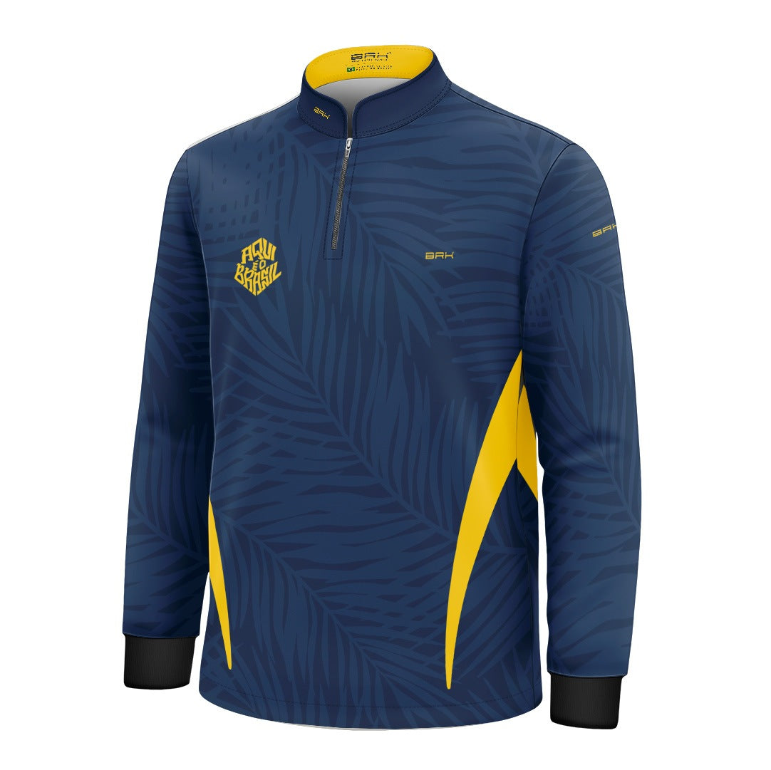 Camisa Brk Infantil Aqui é o Brasil Tropical Azul Marinho com Proteção Solar UV50+ - Brk Agro