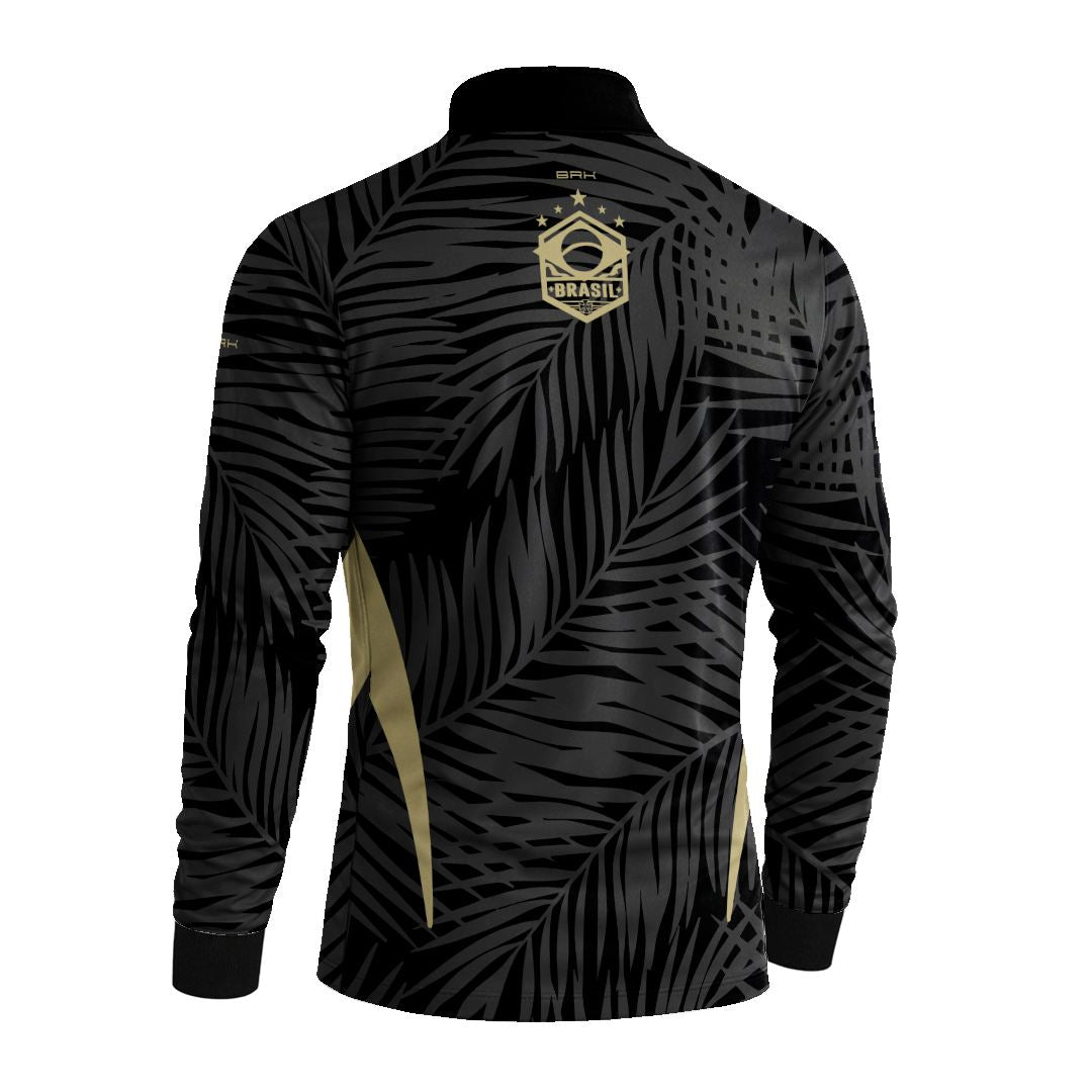 Camisa Brk Aqui é o Brasil Tropical Preta com Proteção Solar UV50+ - Brk Agro