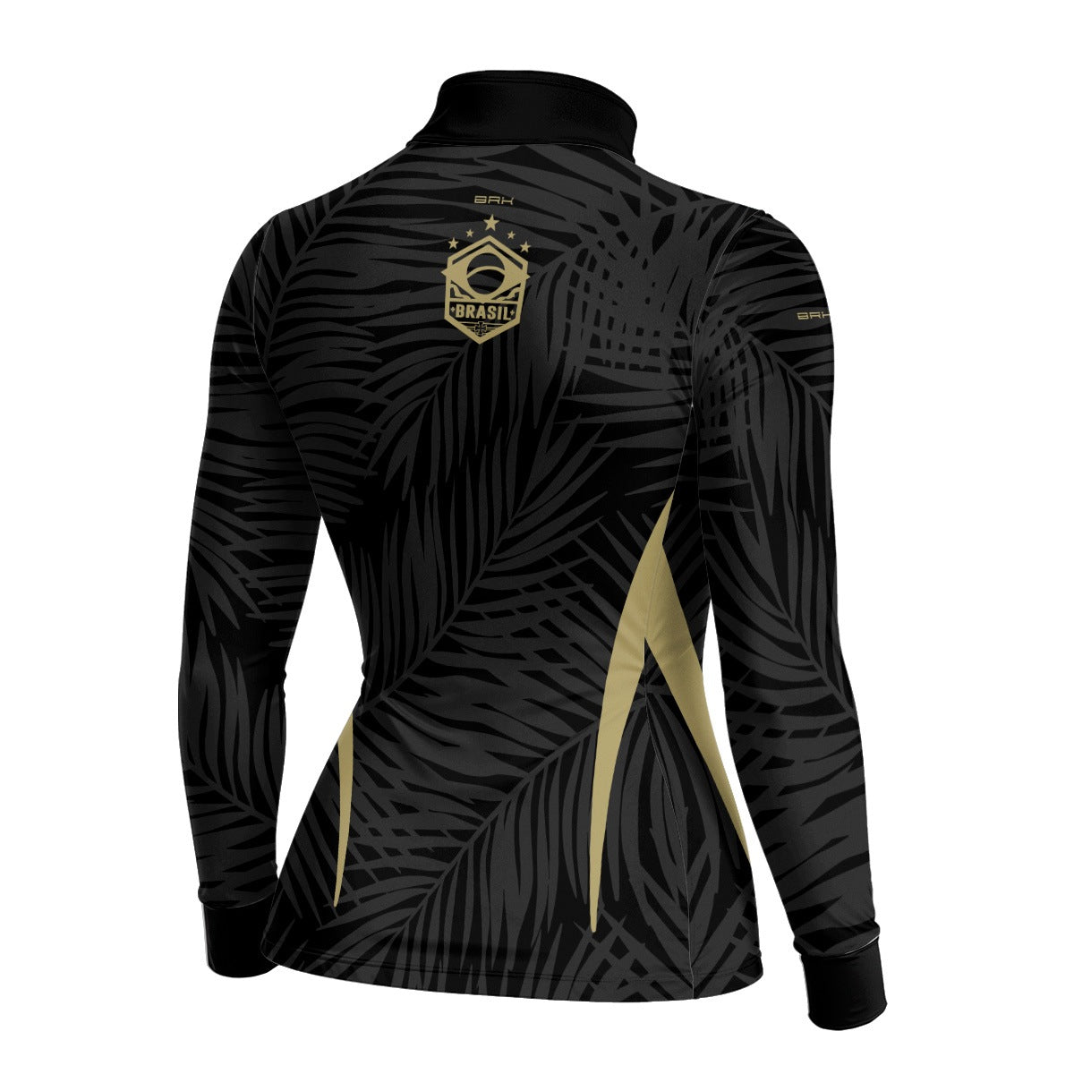 Camisa Brk Feminina Aqui é o Brasil Tropical Preta com Proteção Solar UV50+ - Brk Agro
