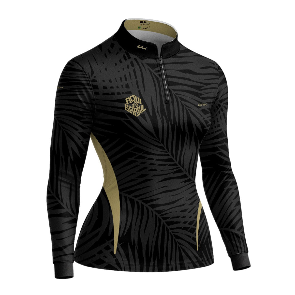 Camisa Brk Feminina Aqui é o Brasil Tropical Preta com Proteção Solar UV50+ - Brk Agro