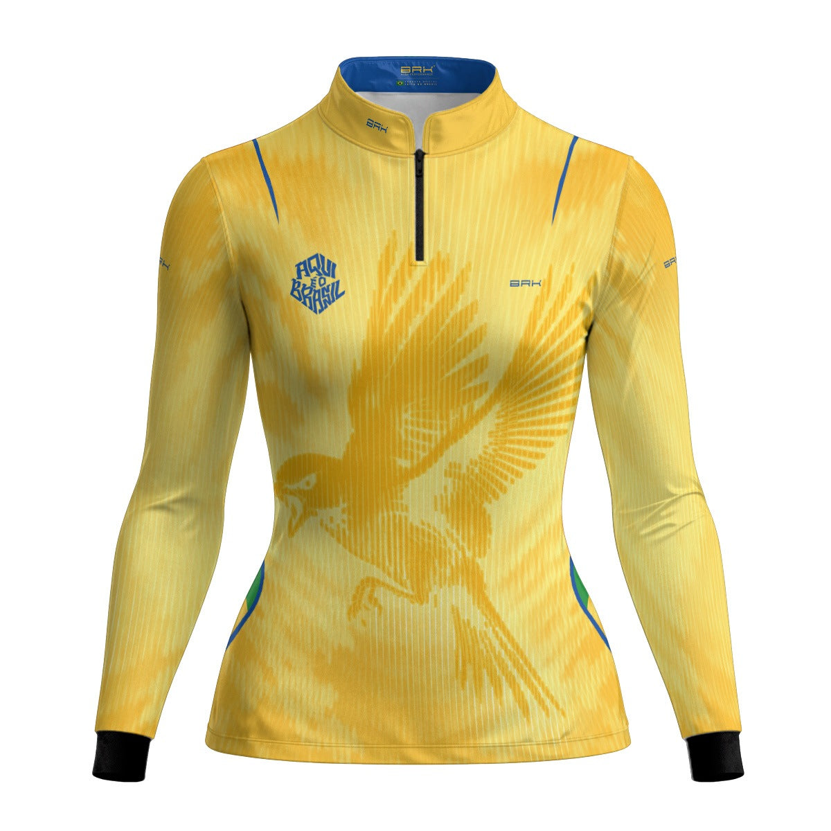 Camisa Brk Feminina Aqui é o Brasil Beija-Flor Sombreado Amarela com Proteção Solar UV50+ - Brk Agro