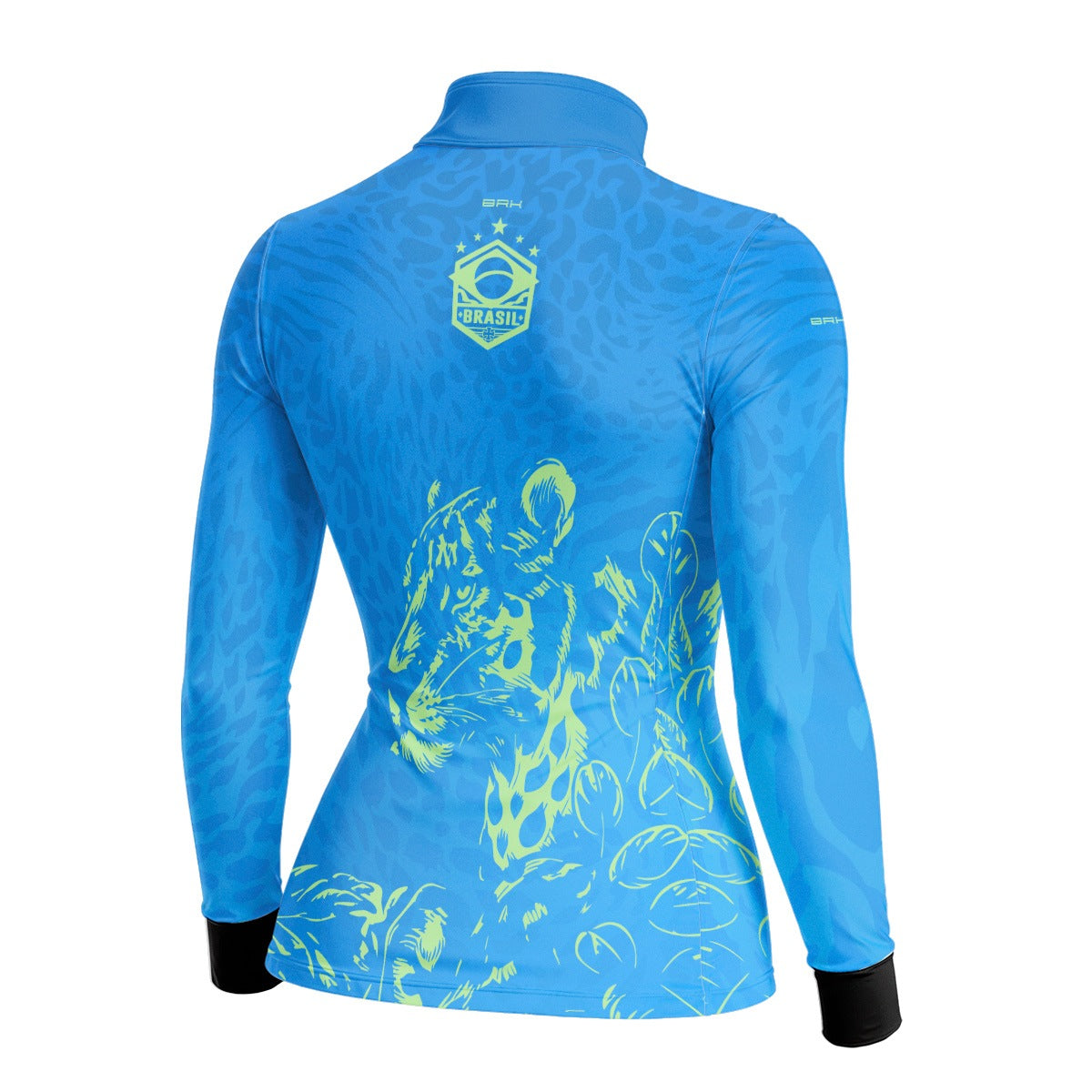 Camisa Brk Feminina Aqui é o Brasil Onça Sombreada Azul com Proteção Solar UV50+ - Brk Agro