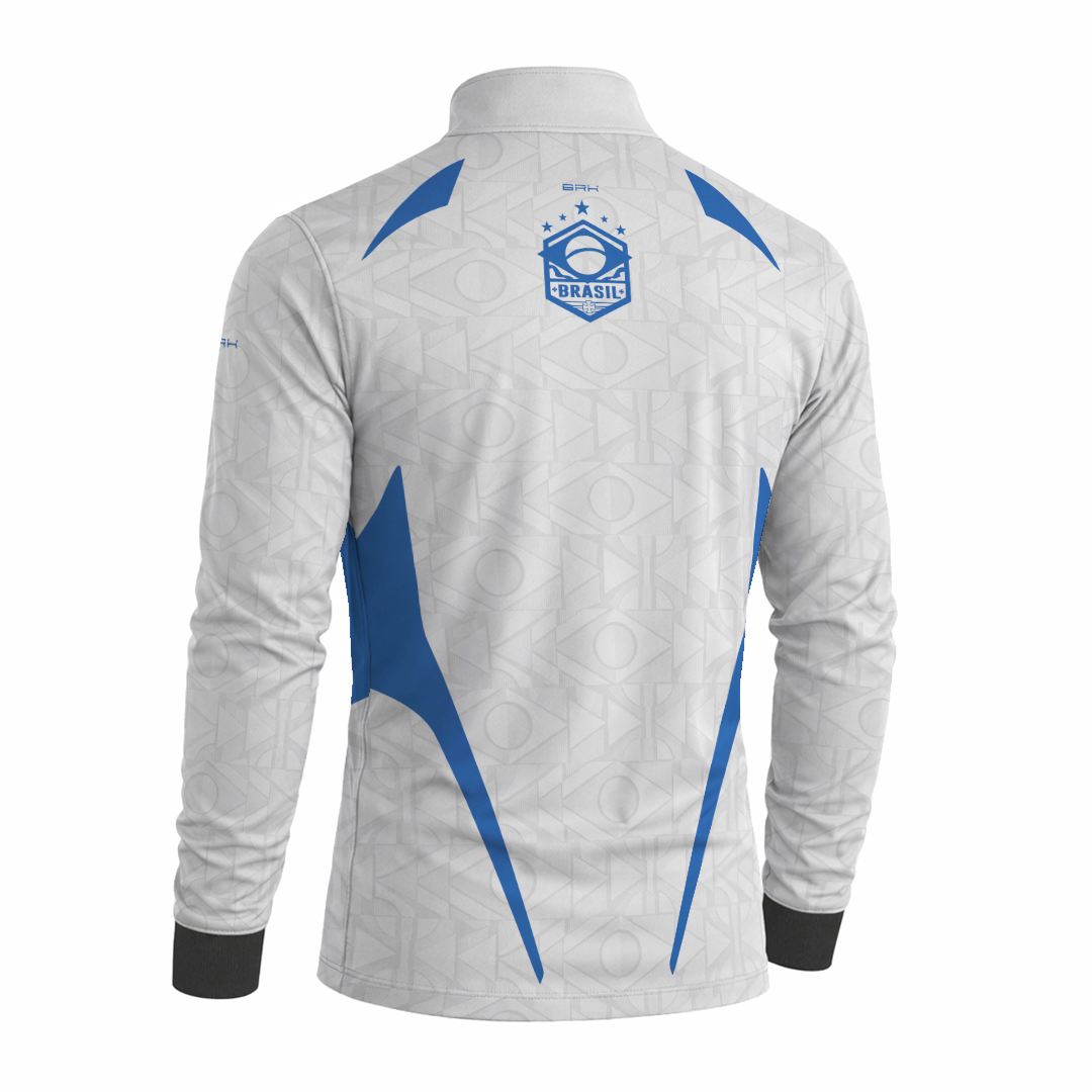 Camisa Brk Aqui é o Brasil Bandeira Geométrica Branca com Proteção Solar UV50+ - Brk Agro