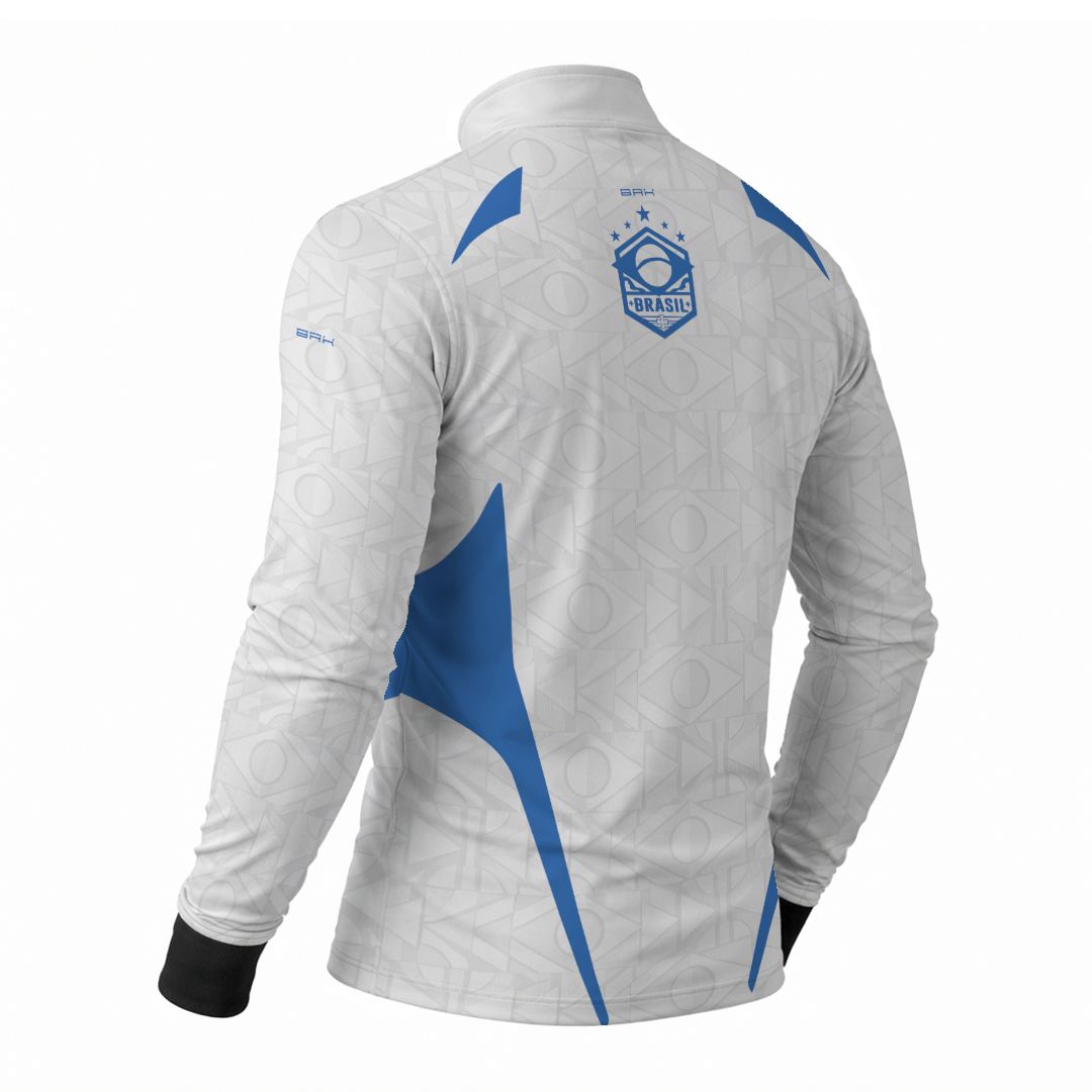 Camisa Brk Aqui é o Brasil Bandeira Geométrica Branca com Proteção Solar UV50+ - Brk Agro
