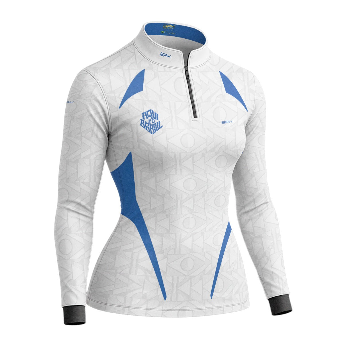 Camisa Brk Feminina Aqui é o Brasil Bandeira Geométrica Branca com Proteção Solar UV50+ - Brk Agro