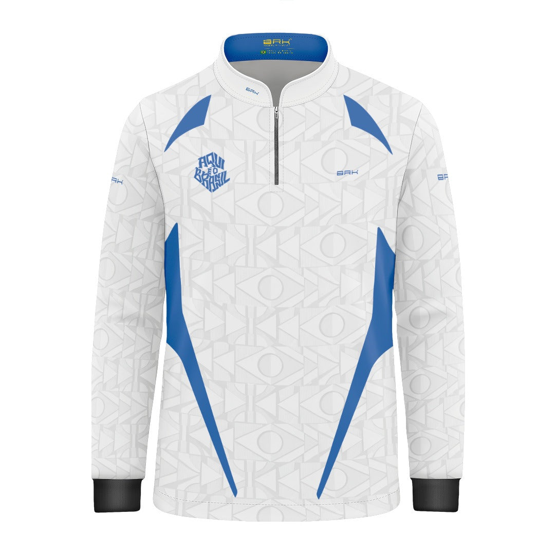 Camisa Brk Infantil Aqui é o Brasil Bandeira Geométrica Branca com Proteção Solar UV50+ - Brk Agro