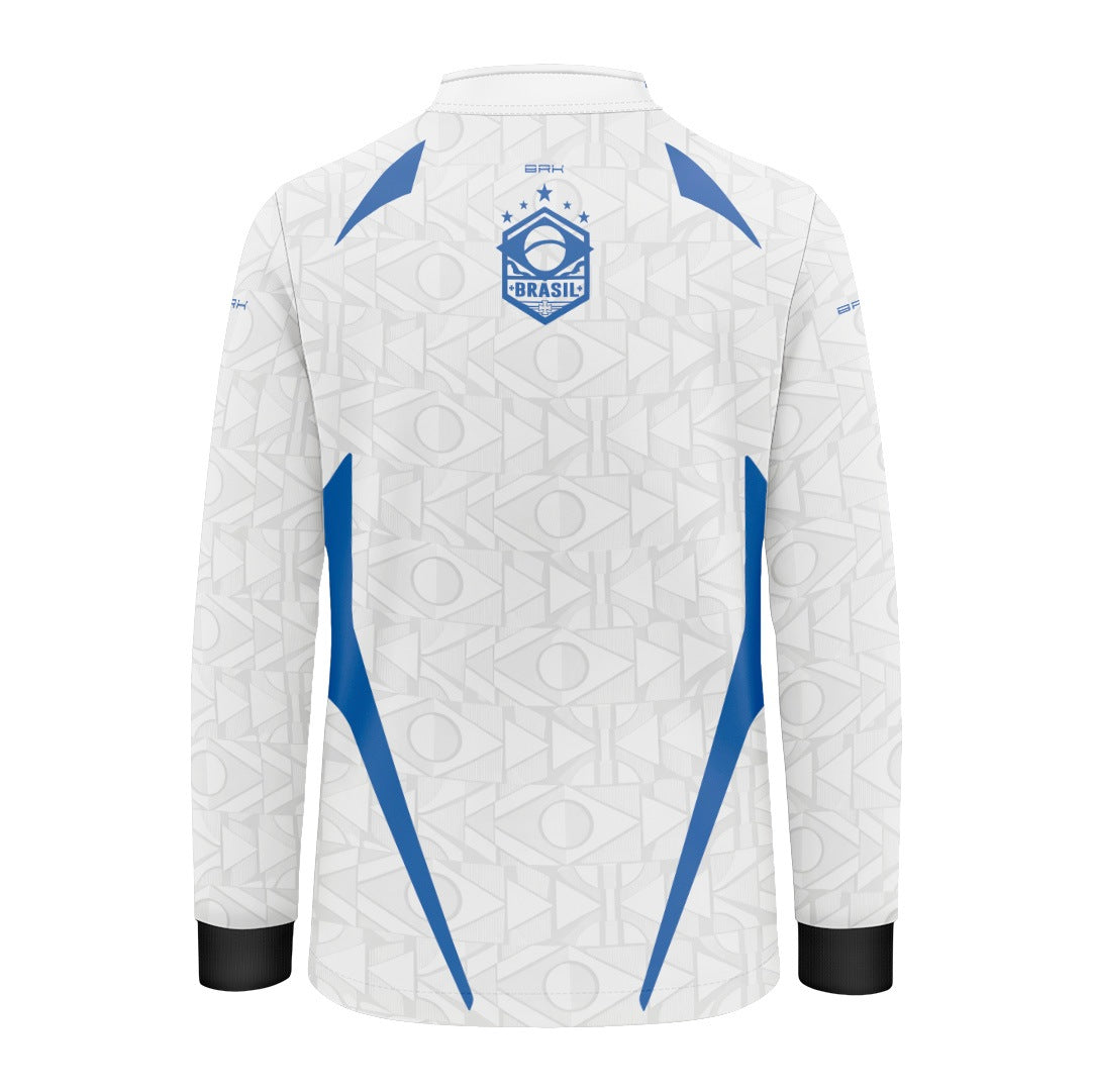 Camisa Brk Infantil Aqui é o Brasil Bandeira Geométrica Branca com Proteção Solar UV50+ - Brk Agro