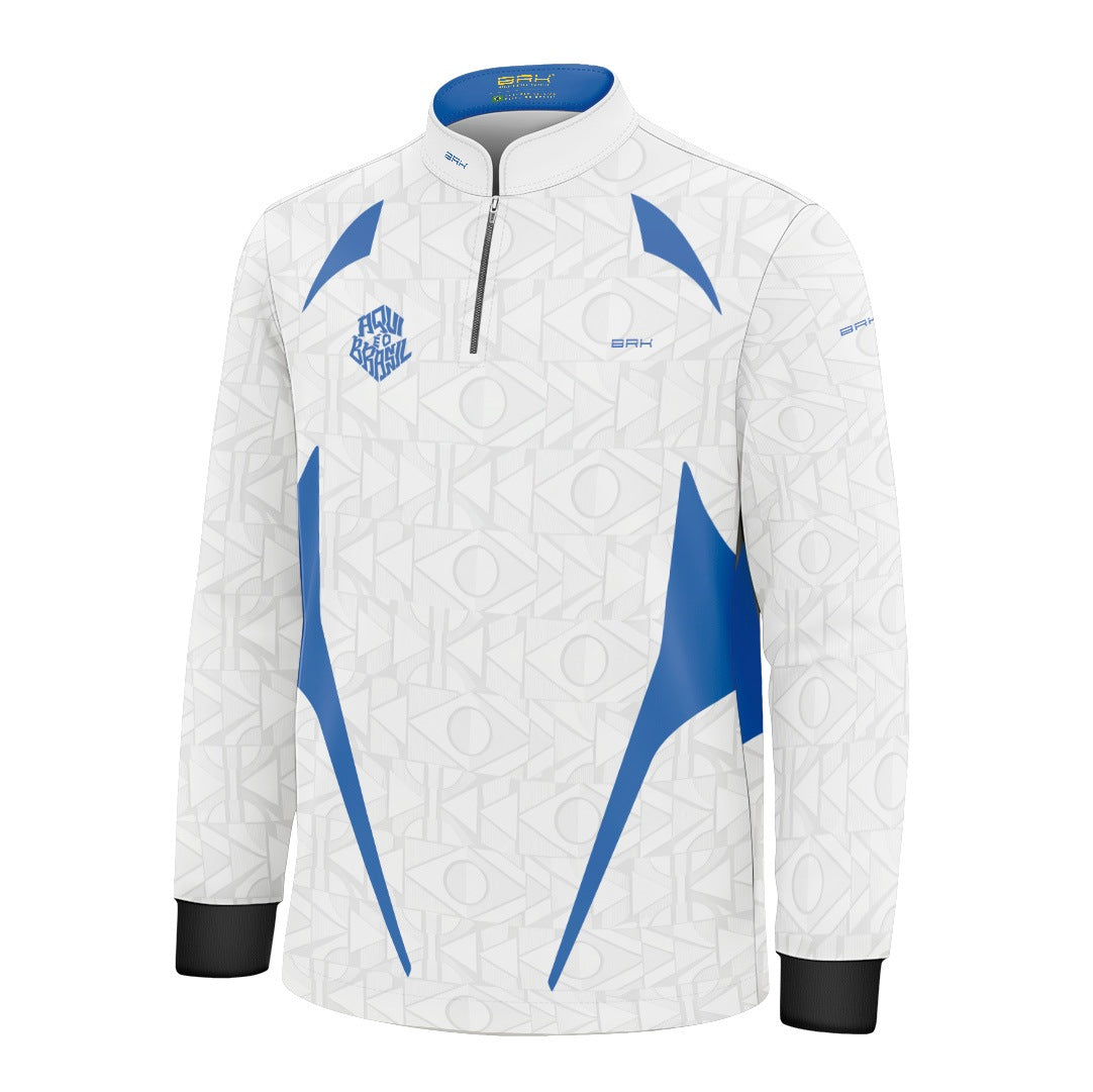 Camisa Brk Infantil Aqui é o Brasil Bandeira Geométrica Branca com Proteção Solar UV50+ - Brk Agro