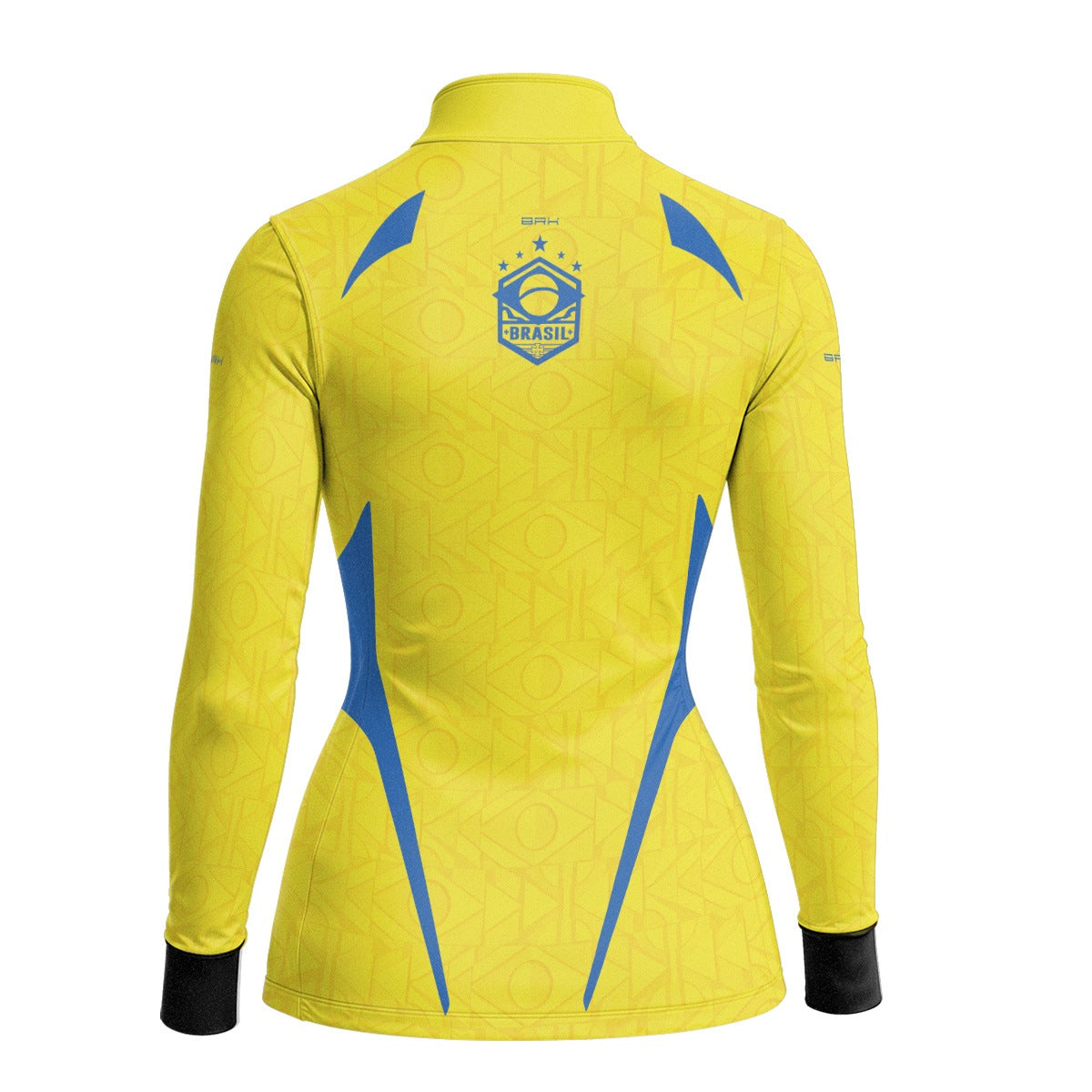 Camisa Brk Feminina Aqui é o Brasil Bandeira Geométrica Amarela com Proteção Solar UV50+ - Brk Agro