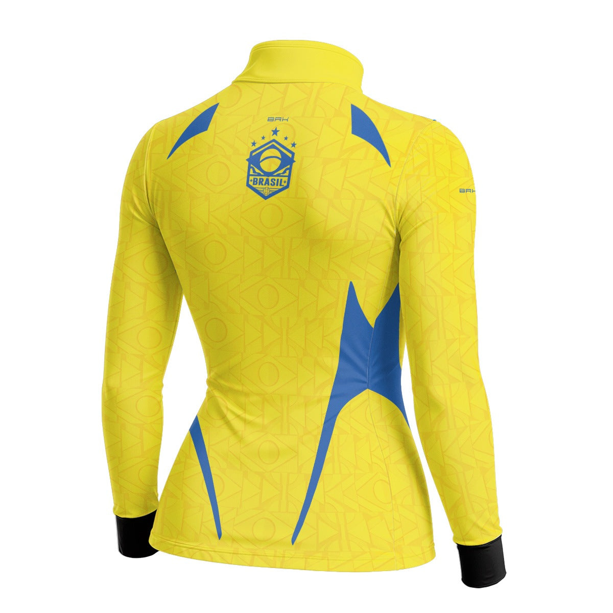 Camisa Brk Feminina Aqui é o Brasil Bandeira Geométrica Amarela com Proteção Solar UV50+ - Brk Agro