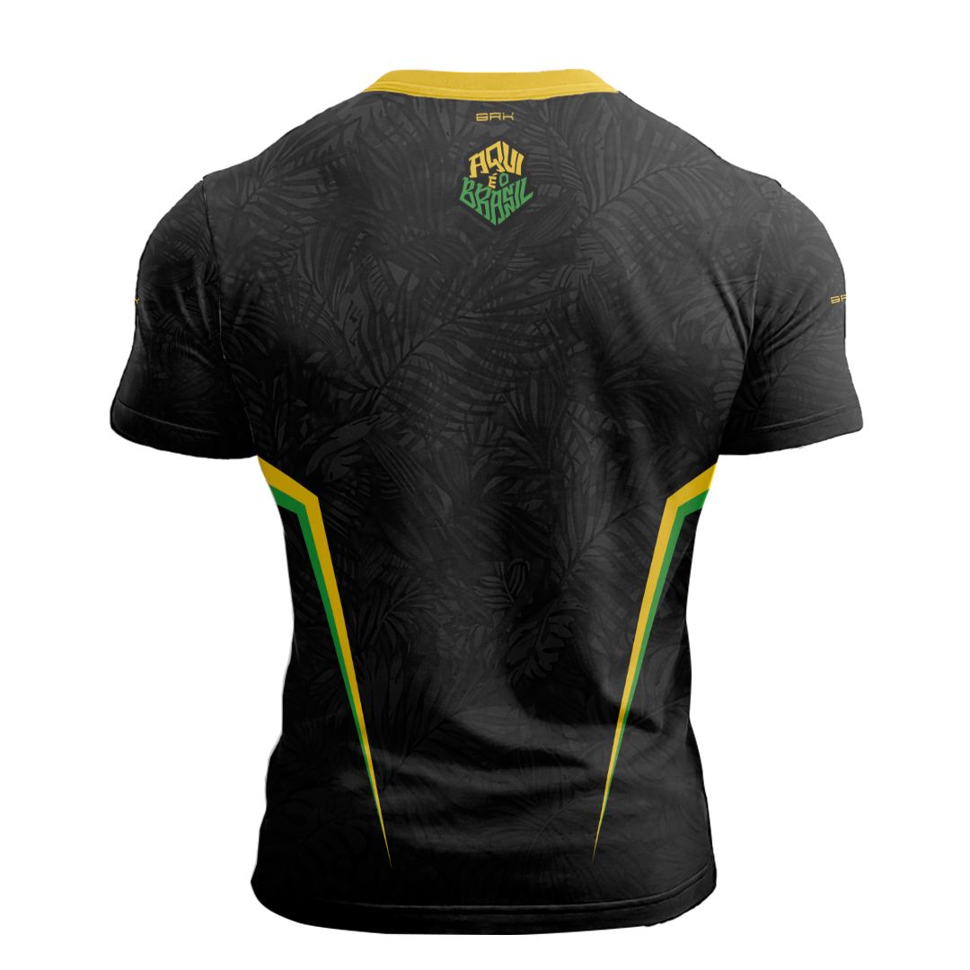 Camisa Casual Brk Aqui é o Brasil Folhagem Preta com Proteção Solar UV50+ - Brk Agro