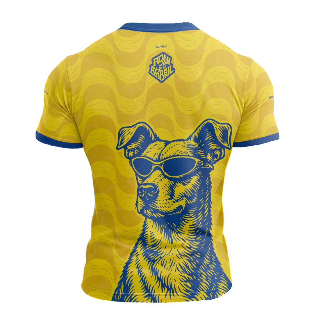 Camisa Casual Brk Aqui é o Brasil Caramelo de Óculos Amarelo com Proteção Solar UV50+ - Brk Agro