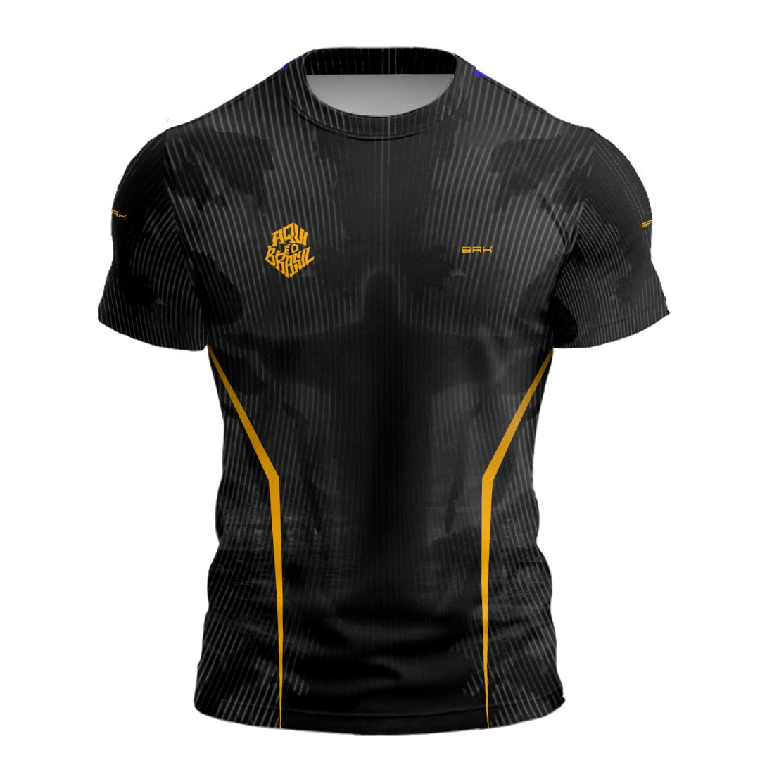Camisa Casual Brk Aqui é o Brasil Cristo Redentor Preta com Proteção Solar UV50+ - Brk Agro