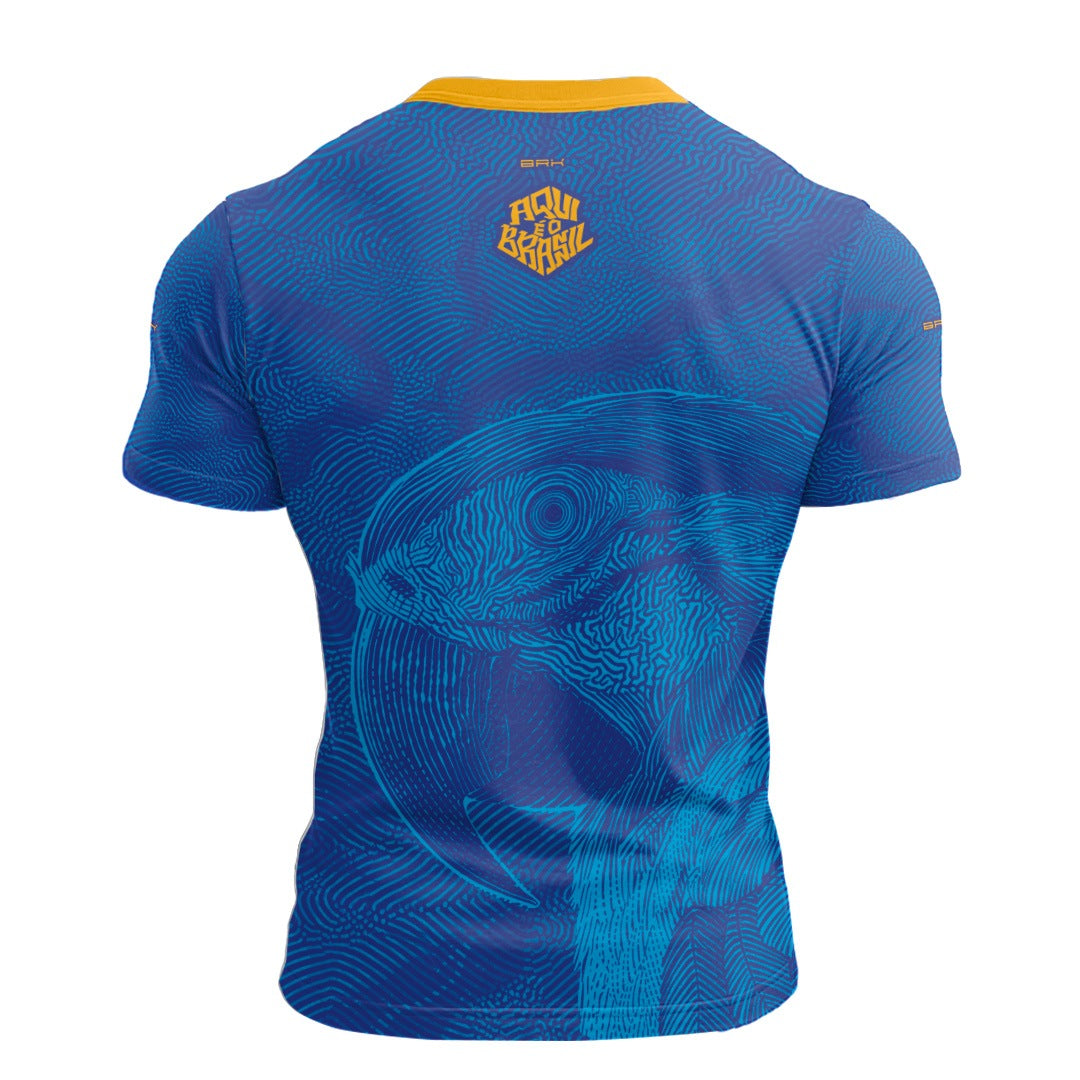 Camisa Casual Brk Aqui é o Brasil Arara Sombreada Azul Royal com Proteção Solar UV50+ - Brk Agro