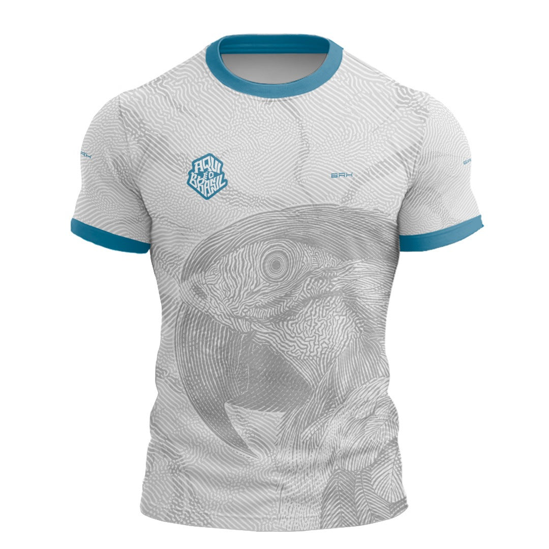 Camisa Casual Brk Aqui é o Brasil Arara Sombreada Branca com Proteção Solar UV50+ - Brk Agro