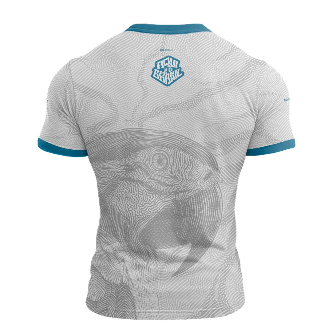 Camisa Casual Brk Aqui é o Brasil Arara Sombreada Branca com Proteção Solar UV50+ - Brk Agro